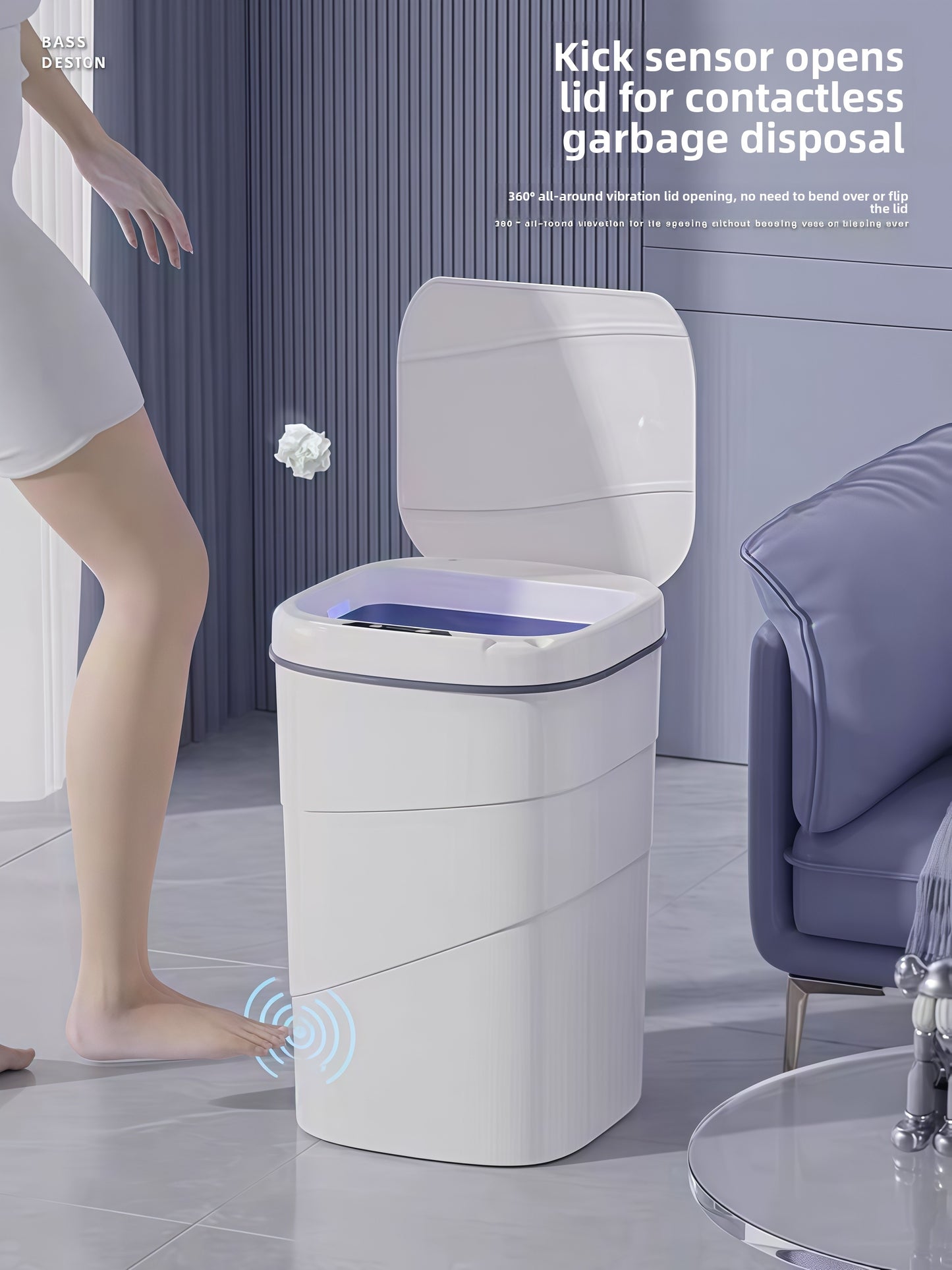 Smart Sensor Trash Can Automatic Lid Large Capacity Kitchen Bathroom